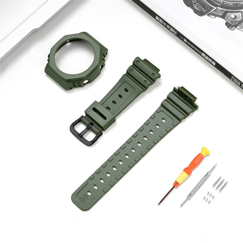 

Для Casio G-SHOCK Octagon Farm Oak GA-2100 TPU Refit прозрачный ремешок для часов корпус силиконовый ремешок для часов ga2100 мужской браслет