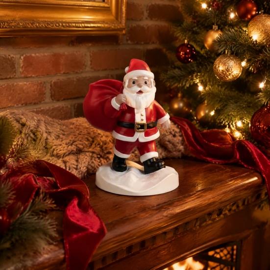 Unique Christmas Gifts for Friends Santa Claus Statue Pen Holder, Mini Potted Plant Desk Organizer Festive Room Accents Christmas, Holiday Tabletop
