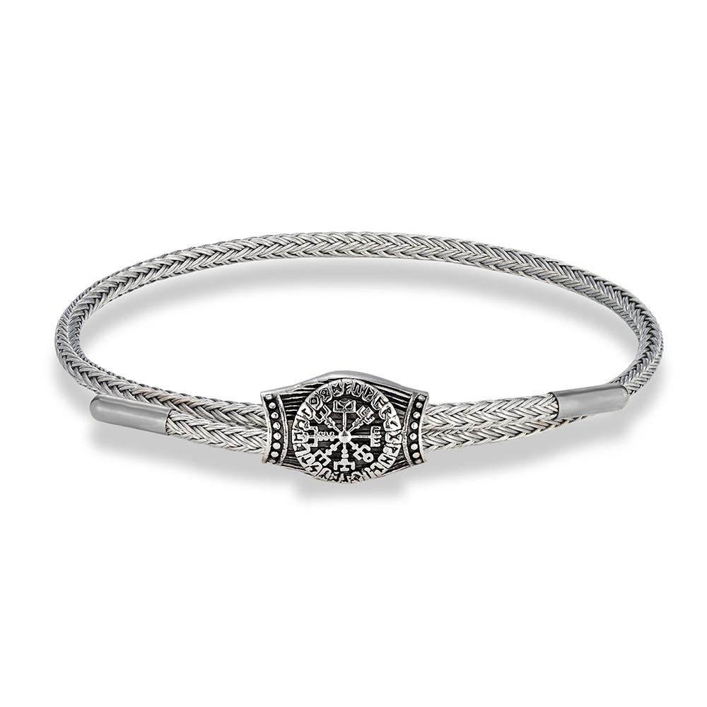 Viking Rune Bracelet for Men Stainless Steel Mjolnir Thor Hammer Norse Mythology Amulet Waterproof Steel Wire Male Wristband