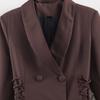 2025 European Winter Satin Patchwork Lace-up Slim Blazer