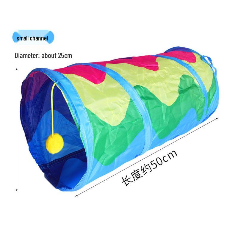 Rainbow Three-Way Foldable Cat Tunnel Toy