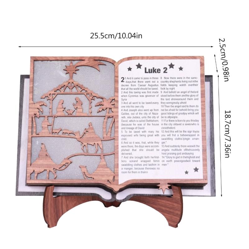 Unique Wood Carving Nativity Scene LED Book Ornament Showcasing Fine Craftsmanship and Cultural Value