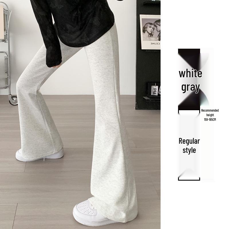 Women's High-Waisted Fleece-Lined Micro-Flare Sweatpants - 2025 Spring/Autumn/Winter Collection: Slimming, Casual, Thickened Flare Pants.