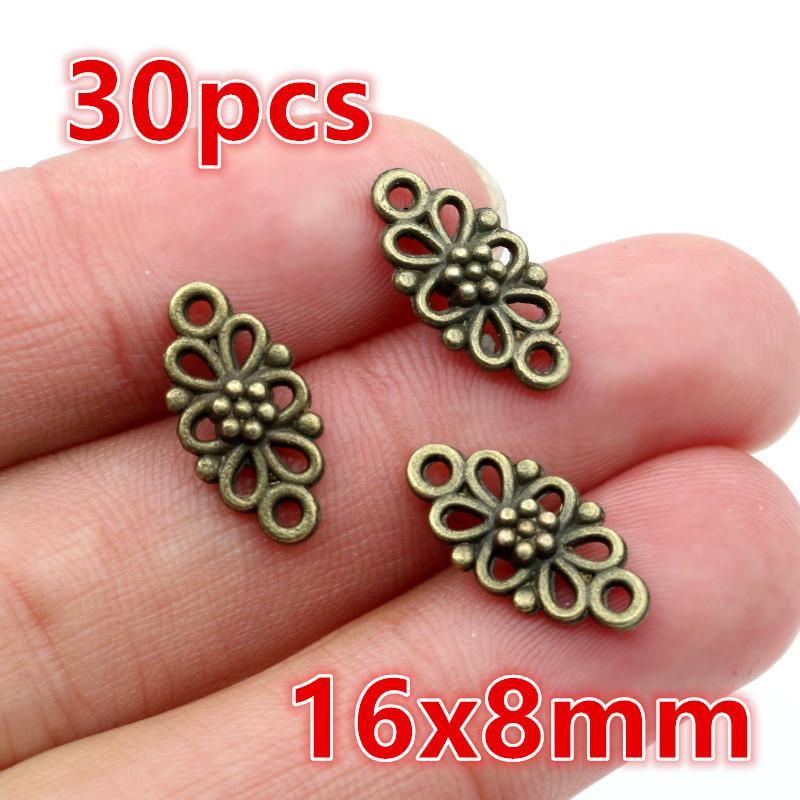 10-30pcs Alloy Metal Flower Charm Pendant Connector DIY Jewelry Making Accessories for Necklace Bracelet Connectors