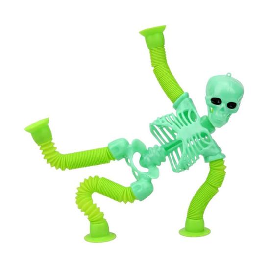 Tubes Skeleton Fidget Toys for Kids Glow-in-the-Dark Telescopic Suction Cup Toy Stress Anxiety Relief Bendable Joints Figures Halloween Decorations