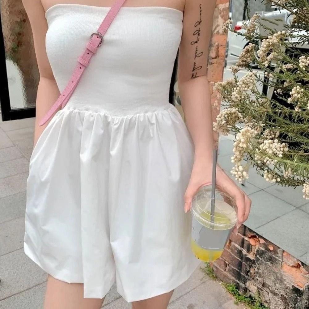 Sleeveless Strapless Jumpsuit Shorts Wide Leg High Waisted Clothing  Party