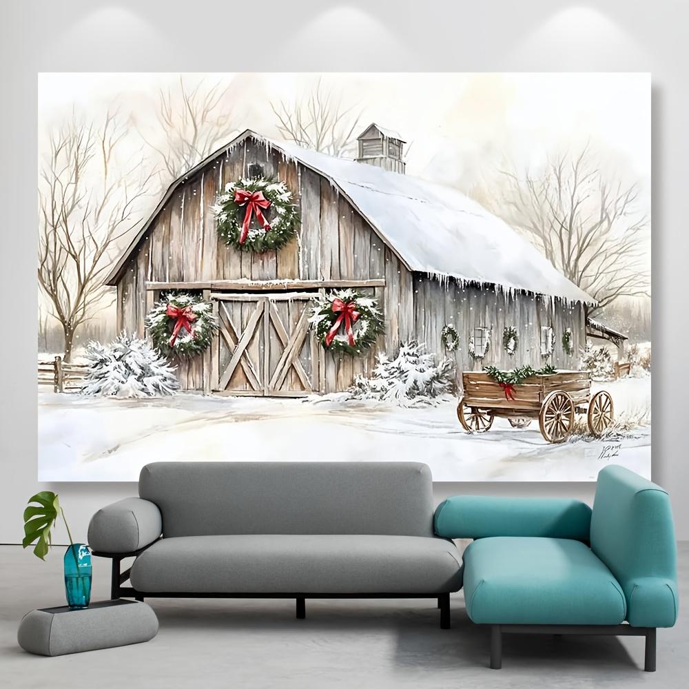Christmas Snow Barn Fabric Decoration Background Winter Photography Backdrop Decorations For Photo Studio Photo Booth Christams Party