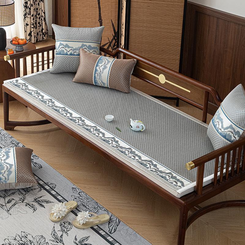 Chinese Printed Summer Cooling Sofa Cushion Luxury Ice Rattan Sofa Cover For Living Room Skin-Friendly Antiskid Recliner Cover