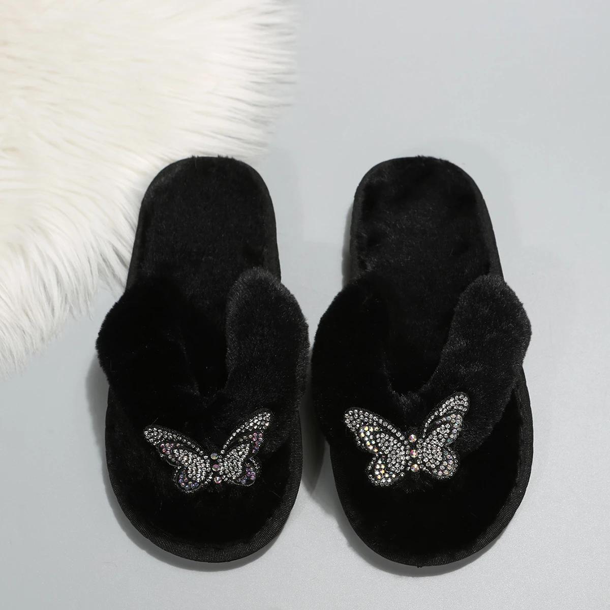 

Модные женские тапочки для дома, модные тапочки с бантом 2024 года, зимние новые повседневные домашние хлопковые туфли, женские тапочки 40-41 чёрный