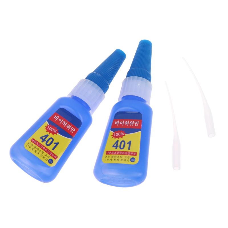 2 Pezzi 2G 401 Super Colla Adesivo Istantaneo Forte Asciugatura Rapida Trasparente Non Sbiancante Per Plastica Metallo Legno Ceramica Artigianato Uso Domestico
