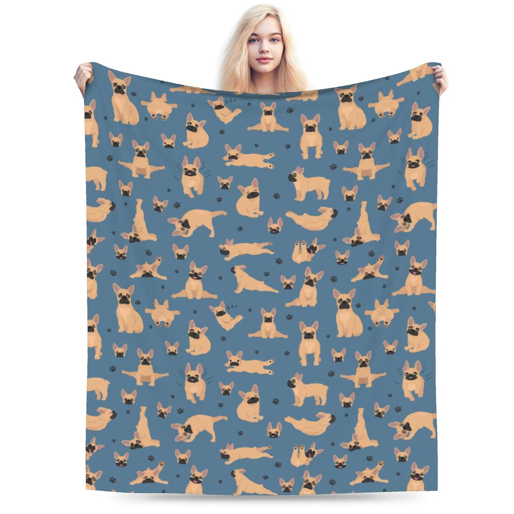 French Bulldog Dog Blankets Flannel Summer Animal Multi-function Warm Throw Blanket for Bed Office Plush Thin Quilt