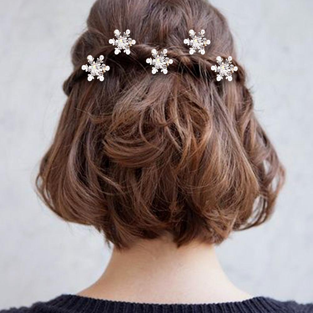 

5x Свадебные снежинки женские головные уборы жемчужные цветы кристаллы стразы заколки для волос заколки для волос белый