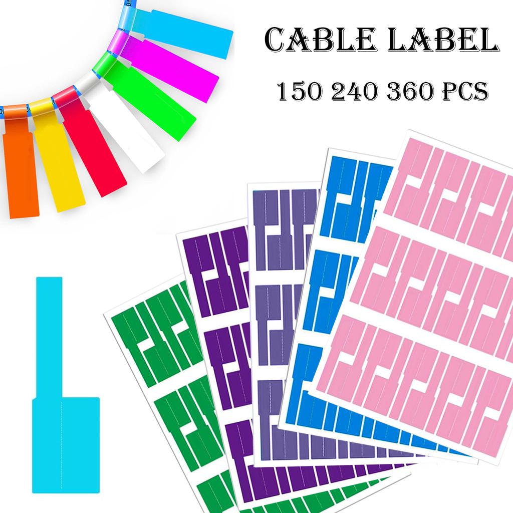150/240/360 Pcs Cable Labels Tags for Cable Management Colorful Waterproof Cord Labels Tags for Wire Labels Self Adhesive Tear Resistant