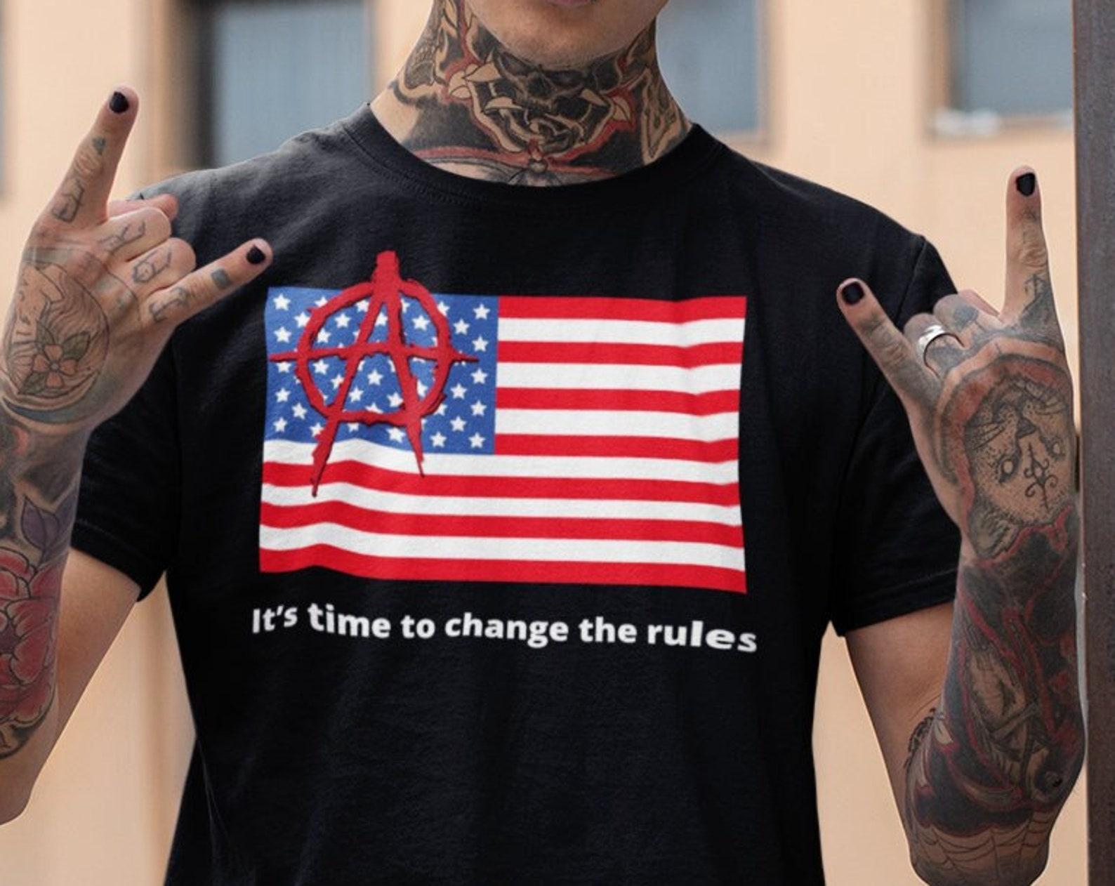 Anarchy Punk Rock Shirt, Anti Government, Anti Authority Shirt, Anarchy Sig Shirt, Hip Hop Biker Shirt, FTW USA T shirt, ProtesT shirt 3XL