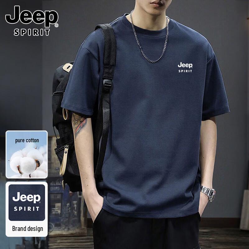 

JEEP SPIRIT Men s Pure Cotton Heavyweight Short Sleeve T-Shirt L