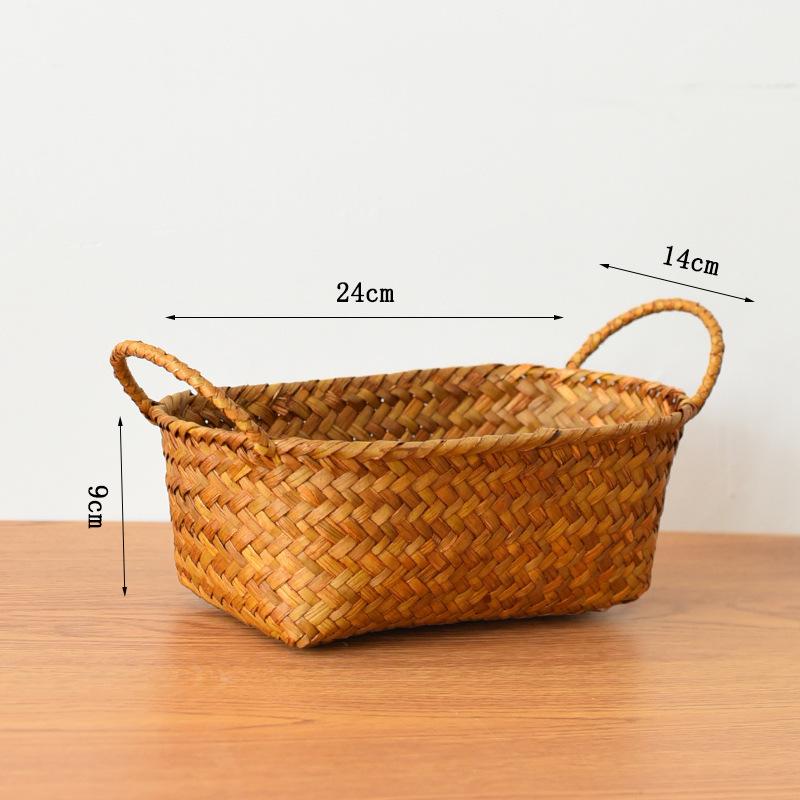 

Woven Storage Baskets Multifunctional Kitchen Organizer Handwoven Cosmetic Box for Vegetable Fruit Bedroom Bathroom Home Decor