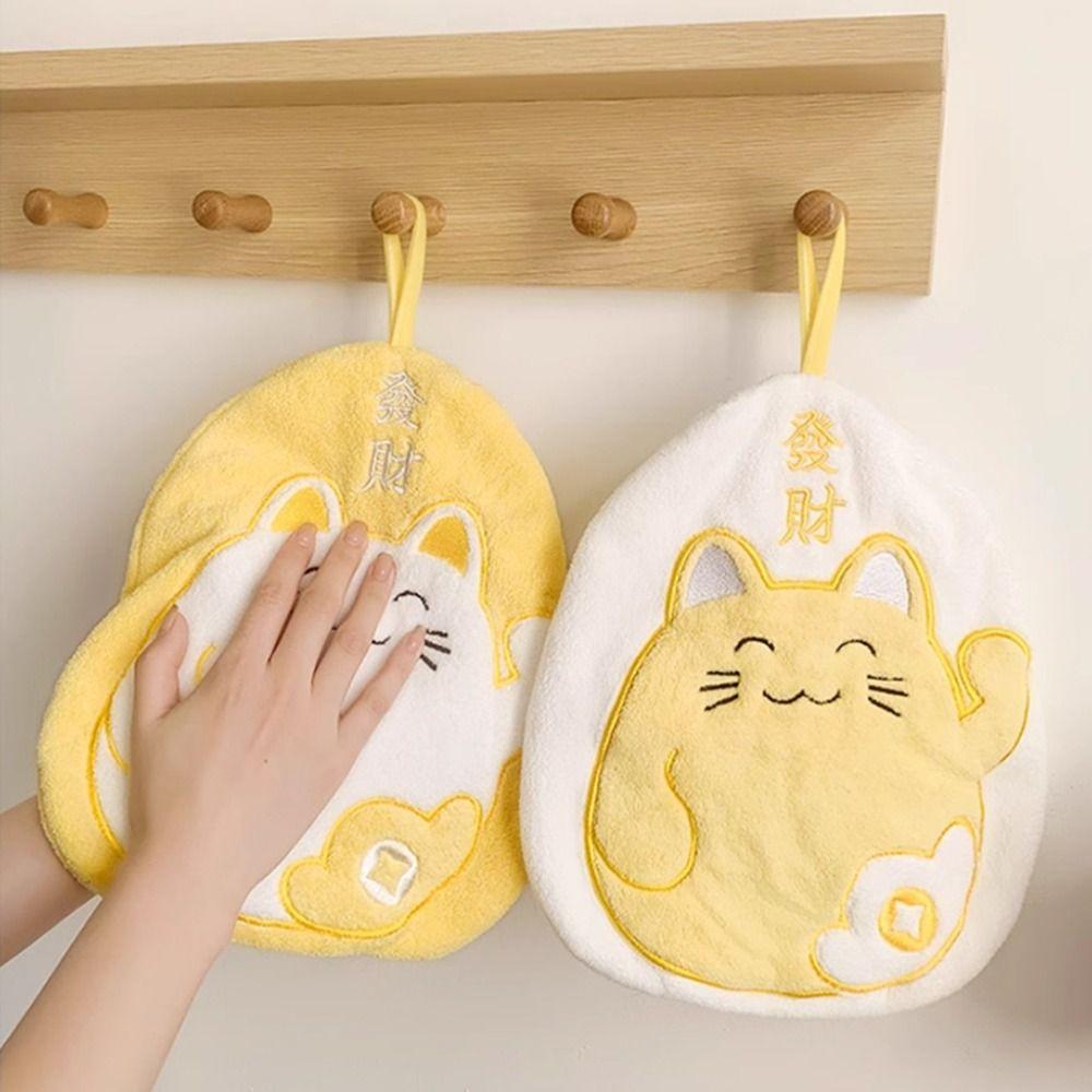 Cute Maneki-neko Dishcloth Cartoon Children's Handkerchief Shower Towels Bath Towel  Bathroom