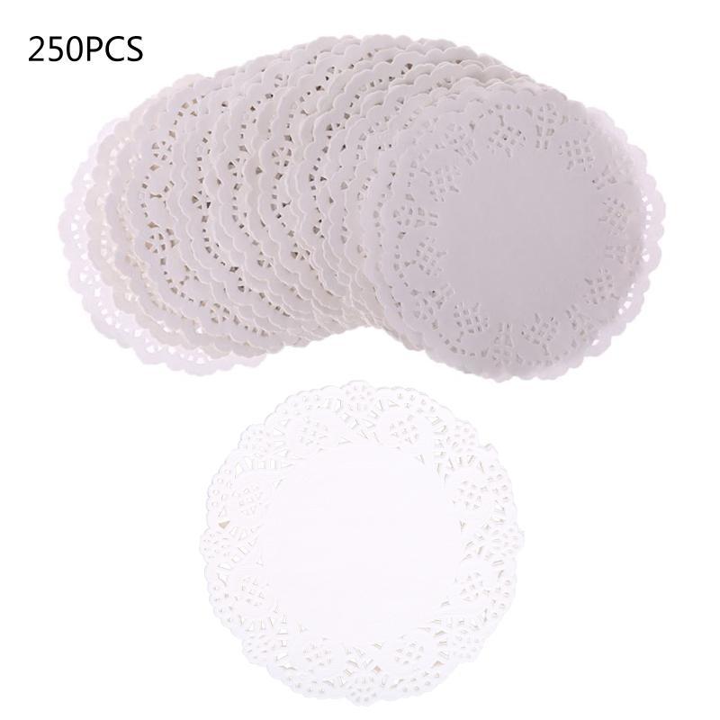  200 Pieces Round Flower Bottom Paper Use for Baking Small Cakes Hollow Flowers
