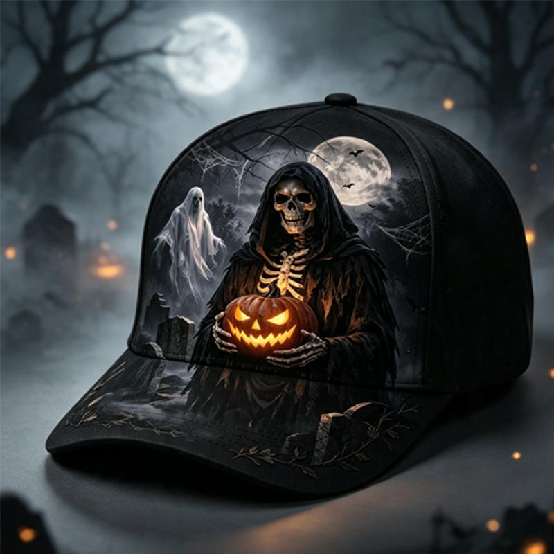 New Halloween themed baseball cap D digital printing ghost skull men's sunscreen hat