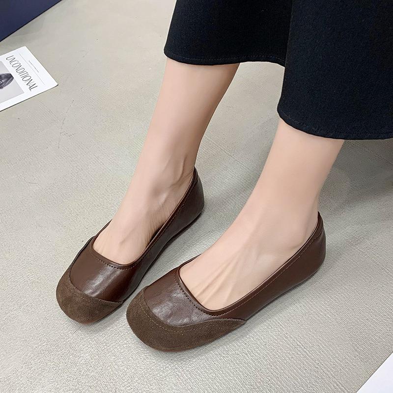 Módní retro dámské boty s kulatou špičkou mělká ústa 2024 jaro boty s plochým dnem babička boty pro volný čas Dámské boty Zapatos Para Mujeres