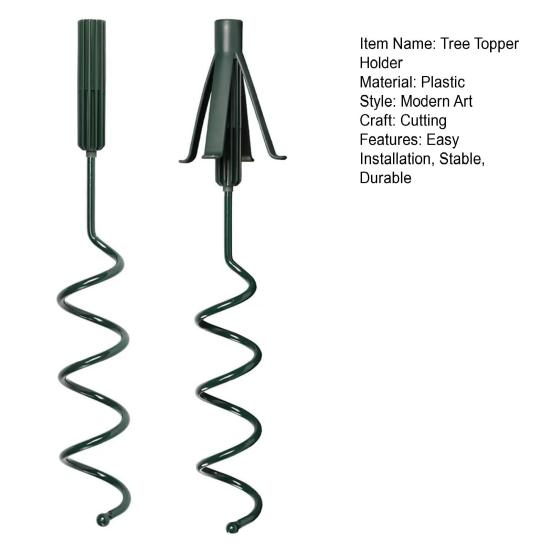 Christmas Tree Topper Holder Universal Twist-on Tree Topper Stabilizer Plastic Green Support Rod with Adjustable Attachments
