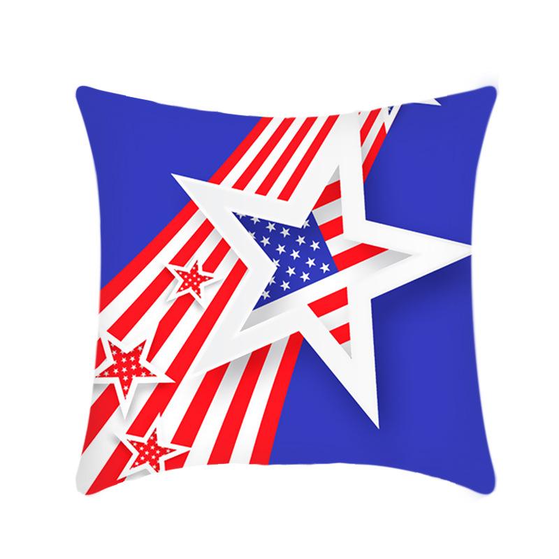 Independence Day Throw Pillow Cover Blue Theme Plush Print Sofa Bed Car Cushion Cover Without Core