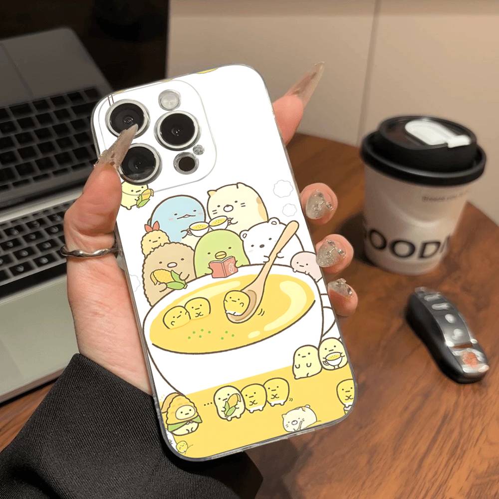 Anime S-Sumikko G-Gurashi  Transparent TPU Phone Case for iPhone 17 11 12 13 14 15 16 Pro Max 16 Plus Cover