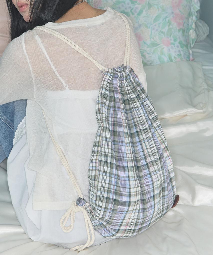 Kiibi Check Pattern Gym Sack Purple