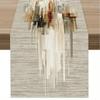 Chemin de table géométrique doré Design abstrait moderne Motif artistique européen Décoration de maison Table basse quotidienne Décor de salon