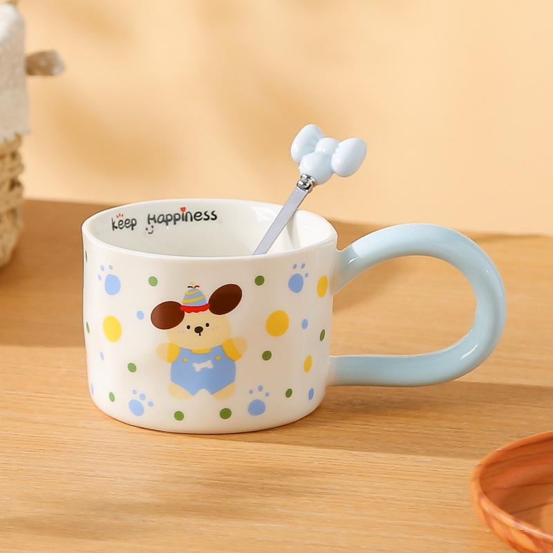 Roztomilý keramický hrnek s puntíky, domácí kávový hrnek, kreslený hrnek pro pár, kreativní hrnek na vodu, keramický snídaňový hrnek