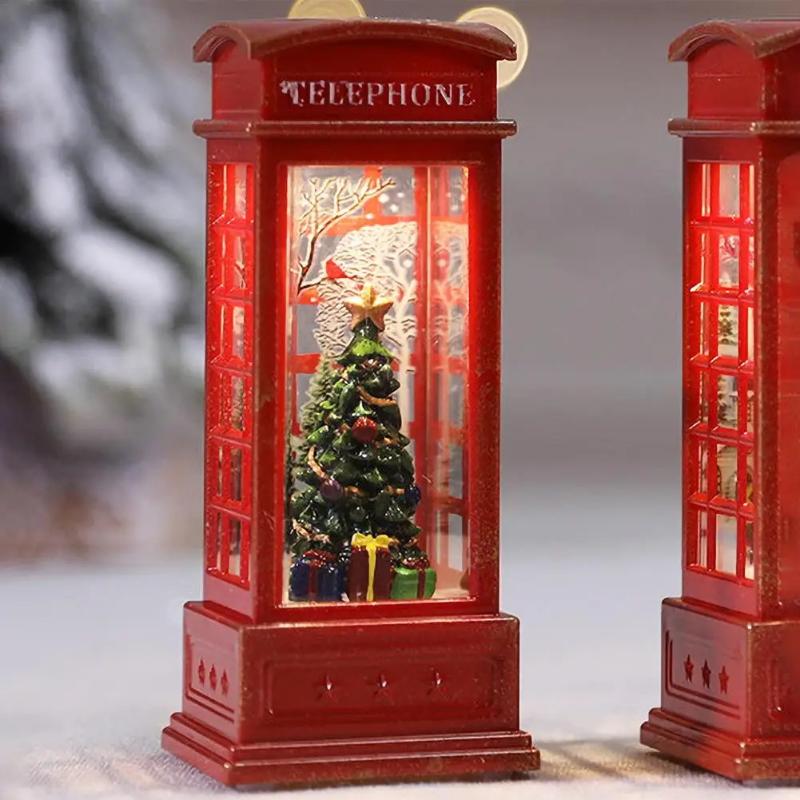 Christmas Chestnut Telephone Booth Christmas Desktop Decoration Luminous Telephone Booth Creative Night Light Christmas Gifts