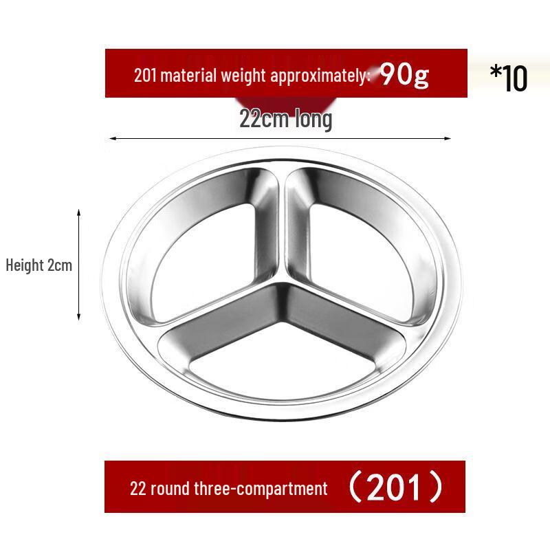 Thickened Stainless Steel Divided Meal Trays
