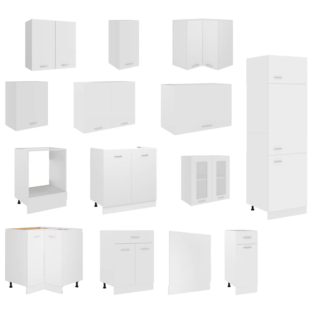 14 Piece Kitchen Set Lyon White Particleboard