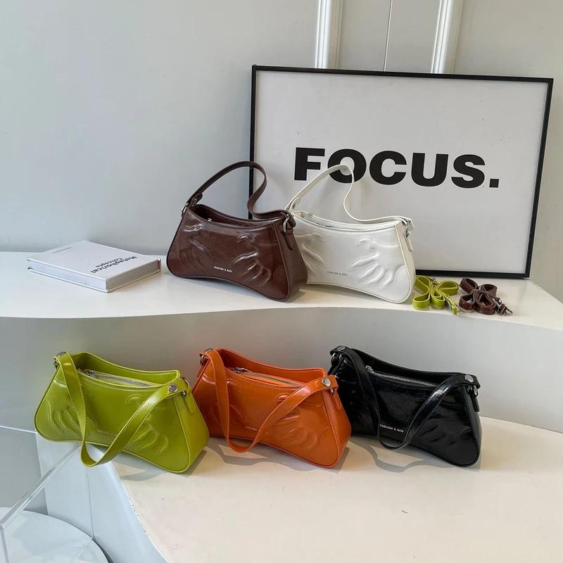 Women's zippered pocket interior bags sewing line continuous shoulder bags fashion