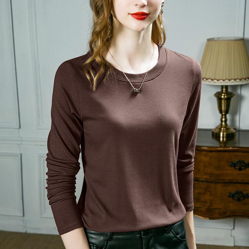 Crew neck bottoming shirt women's summer and autumn black inner with new basic long-sleeved t-shirt women's modal top women's