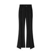 Women's Black High-Waisted Slit Micro-Flare Pants - Slimming & Stylish for Spring & Autumn 2024