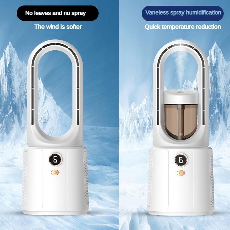 5W 6-Gear Adjustable Wind Speed Air Conditioning Fan Household Leafless Spray Air Cooler USB Desktop Silent Vertical Circulating Fan 125*135*330mm