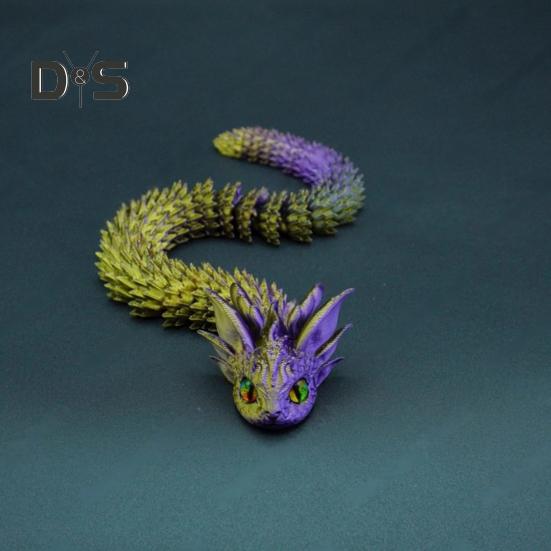 3D Printed Dragon Snake Figurine Movable Joints Mini Snake Figure Articulated Animal Model Toy Home Office Bookshelf Desktop Decoration Ornament