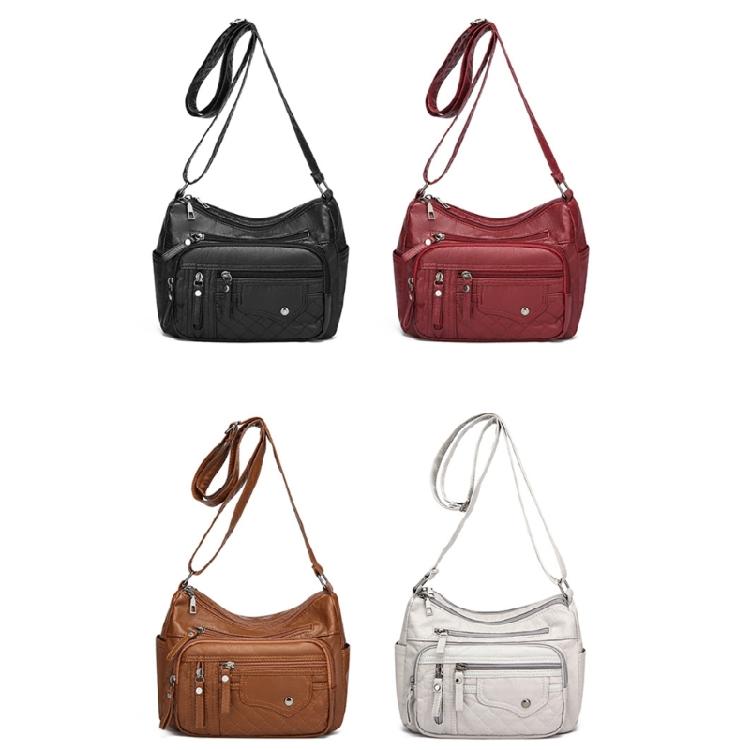 Leather Bag for Women Large Capacity Trendy Shoulder Bag Solid Color Bag