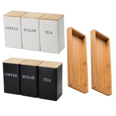 Multifunctional Coffee Teas Sugar Container with Bamboo Lid Household Food Storage Organizer Multifunctional Canister