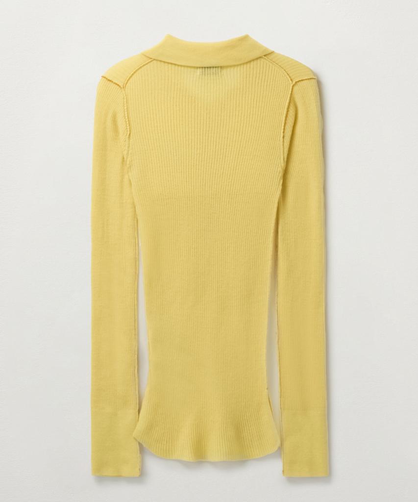 Seteo (W) Collar Button Long Sleeve Knit Yellow