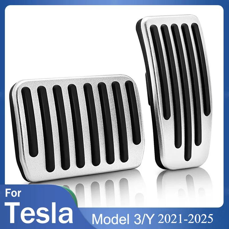 BEG1 For Tesla Model 3 Model Y Foot Pedal Pads Covers For Model 3 Y 2021-2025 Accessories Aluminum Alloy Accelerator Brake Pedal