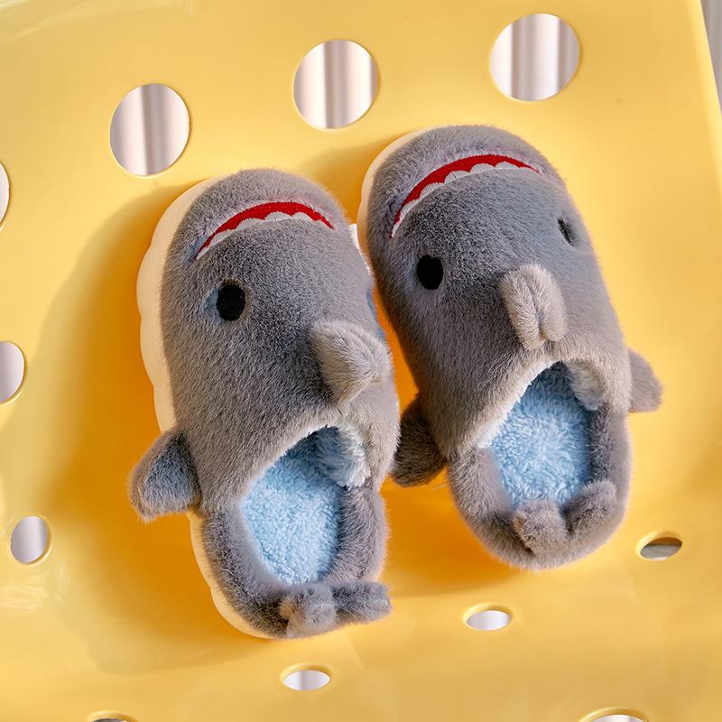 New cute shark cotton slippers home shoes cartoon fashion comfortable thick sole cute parent-child cotton shoes
