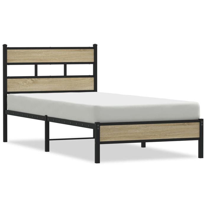 VidaXL Bed Frame Without Mattress Sonoma Oak 90x190 Cm, Single Bed, Bedroom Furniture, Guest Bed, Bed, Frame 4017246
