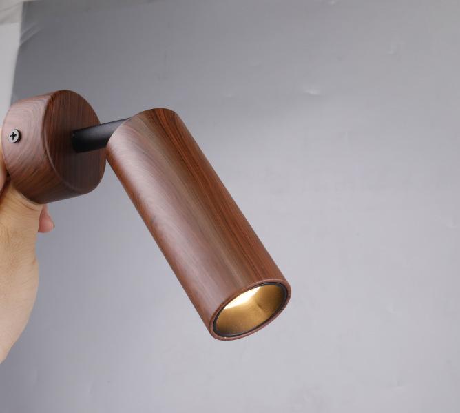 

Retro Walnut Wood Grain Spotlight - Anti-Glare Vintage Accent for Living Room, Bedroom, Hallway, or Entrance. 4000K