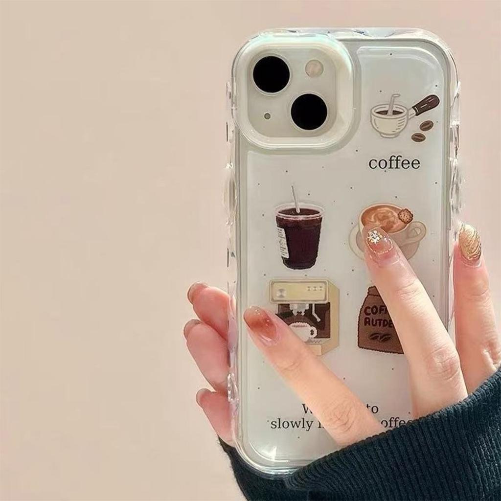 New Model of Mobile Phone Case for Apple Mobile Phone Case with Stand Heat Transfer Simple Cartoon Cute Female Mobile Phone Case