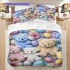Teddy Bear Pattern Bedding Quilt Set Quilt Cover Pillowcase Home Decoration Birthday Gift (1 * duvet cover + 2 * pillowcase, without core)