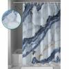 Modern Abstract Marble Shower Curtain Bathroom Decorative Waterproof with Hooks