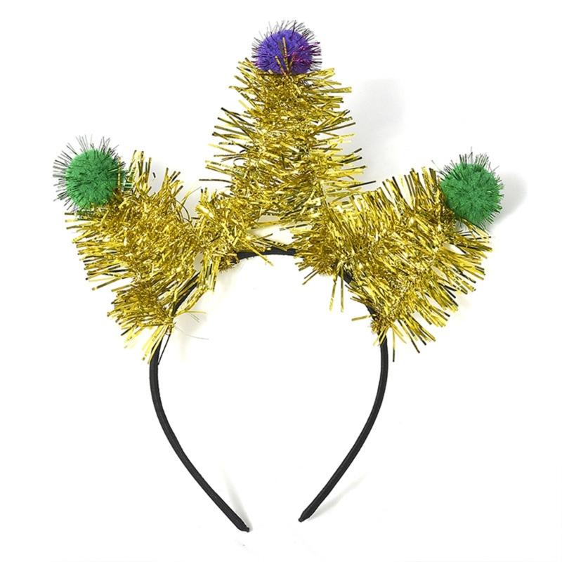 Shimmering Carnivals Party Accessories Pompoms Headband for Mardi Gras Festival Theme Party Props Hairband Holiday Props