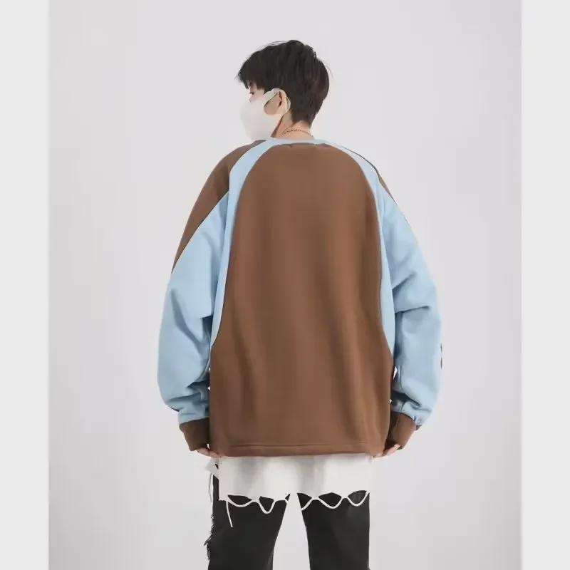 2023 Spring/Autumn Retro Loose-Fit Splicing Sweater - Unisex with Real Photos